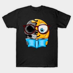 Nerd Reading Zombie Emoji T-Shirt